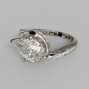 Yara Pear Cut Side Stone Lab-Grown Diamond Engagement Ring - White Gold - Side View