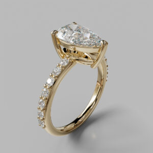 Aster Pear Cut Side Stone Lab-Grown Diamond Engagement Ring - Yellow Gold
