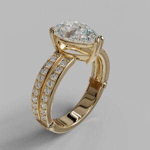Capri Pear Cut Side Stone Lab-Grown Diamond Engagement Ring - Yellow Gold