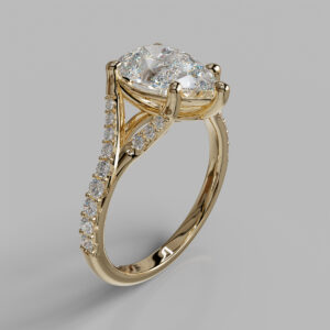 Juno Pear Cut Side Stone Lab-Grown Diamond Engagement Ring - Yellow Gold