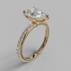 Kaori Pear Cut Side Stone Lab-Grown Diamond Engagement Ring - Yellow Gold