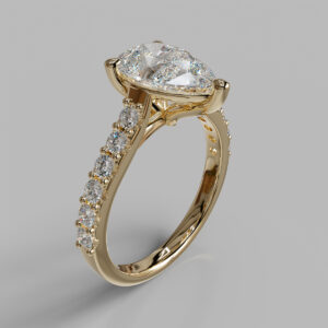 Uma Pear Cut Side Stone Lab-Grown Diamond Engagement Ring - Yellow Gold