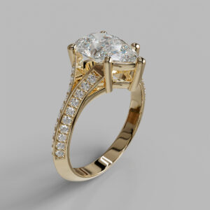 Xanthe Pear Cut Side Stone Lab-Grown Diamond Engagement Ring - Yellow Gold