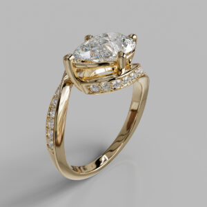 Yara Pear Cut Side Stone Lab-Grown Diamond Engagement Ring - Yellow Gold