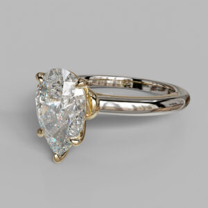 Quinn Pear Cut Solitaire Lab-Grown Diamond Engagement Ring - Two-Tone White Gold - Side View