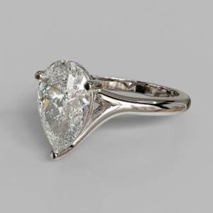 Brynn Pear Cut Solitaire Lab-Grown Diamond Engagement Ring - White Gold - Side View