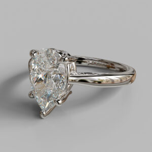 Vesper Pear Cut Solitaire Lab-Grown Diamond Engagement Ring - White Gold - Side View