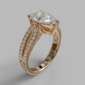Taryn Pear Cut Split Shank Side Stone Lab-Grown Diamond Engagement Ring - Rose Gold
