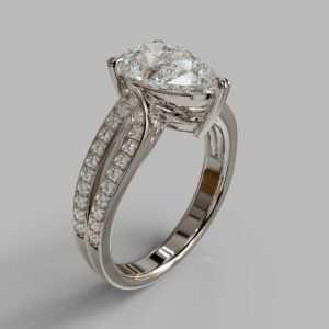 Taryn Pear Cut Split Shank Side Stone Lab-Grown Diamond Engagement Ring - White Gold