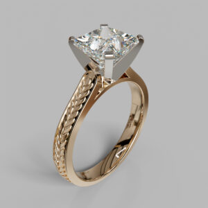 Princess Cut Braided Shank Lab Grown Diamond Engagement Ring