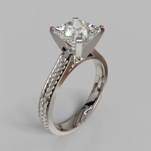 Princess Cut Braided Shank Lab Grown Diamond Engagement Ring