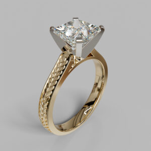 Princess Cut Braided Shank Lab Grown Diamond Engagement Ring