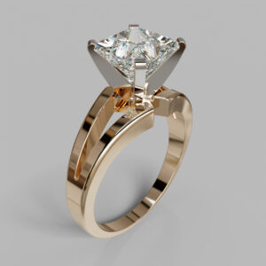 Princess Cut Bypass Solitaire Lab Grown Diamond Engagement Ring