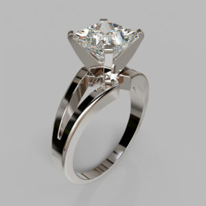 Princess Cut Bypass Solitaire Lab Grown Diamond Engagement Ring