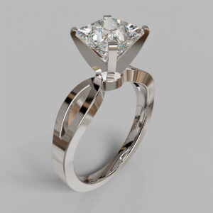 Princess Cut Bypass Solitaire Lab Grown Diamond Engagement Ring