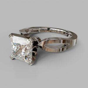 Princess Cut Bypass Solitaire Lab Grown Diamond Engagement Ring