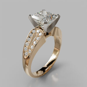Princess Cut Channel Set Bypass Lab Grown Diamond Engagement Ring