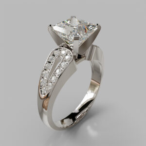 Princess Cut Channel Set Bypass Lab Grown Diamond Engagement Ring