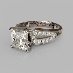 Princess Cut Channel Set Bypass Lab Grown Diamond Engagement Ring
