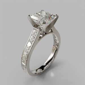 Princess Cut Channel Set Lab Grown Diamond Engagement Ring