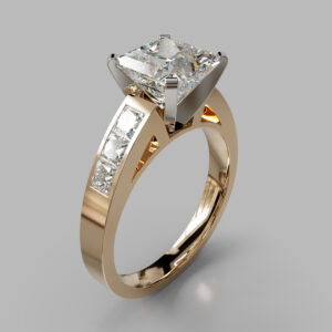 Princess Cut Channel Set Lab Grown Diamond Engagement Ring - Rose Gold