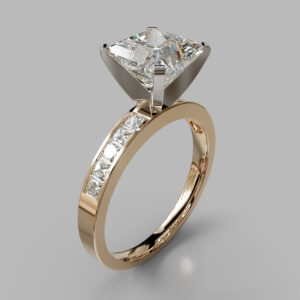 Princess Cut Channel Set Lab Grown Diamond Engagement Ring - Rose Gold
