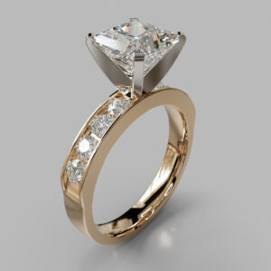 Princess Cut Channel Set Lab Grown Diamond Engagement Ring