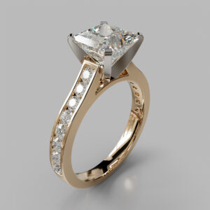 Princess Cut Channel Set Lab Grown Diamond Engagement Ring
