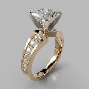 Princess Cut Channel Set Split Shank Lab Grown Diamond Engagement Ring