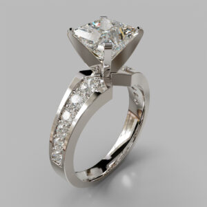Princess Cut Channel Set Split Shank Lab Grown Diamond Engagement Ring