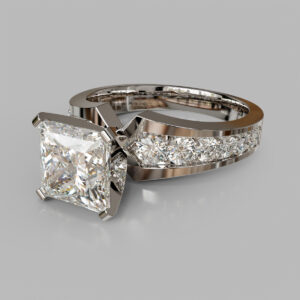 Princess Cut Channel Set Split Shank Lab Grown Diamond Engagement Ring