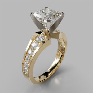 Princess Cut Channel Set Split Shank Lab Grown Diamond Engagement Ring