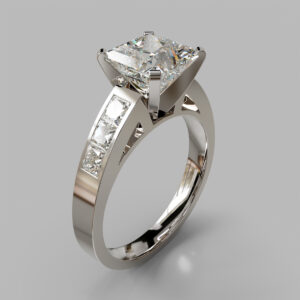 Princess Cut Channel Set Lab Grown Diamond Engagement Ring - White Gold