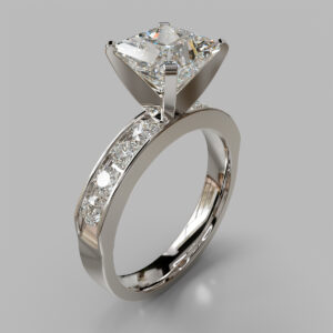 Princess Cut Channel Set Lab Grown Diamond Engagement Ring