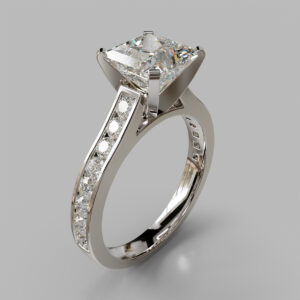 Princess Cut Channel Set Lab Grown Diamond Engagement Ring