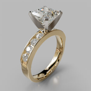 Princess Cut Channel Set Lab Grown Diamond Engagement Ring