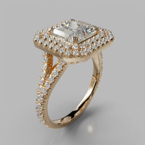 Princess Cut Halo Split Shank Lab Grown Diamond Engagement Ring