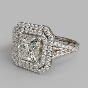 Princess Cut Halo Split Shank Lab Grown Diamond Engagement Ring