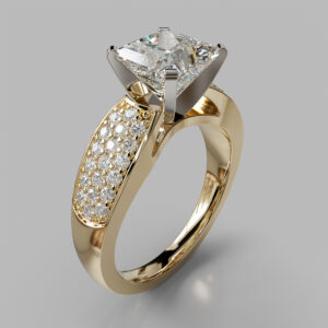 Princess Cut Pave Band Lab Grown Diamond Engagement Ring
