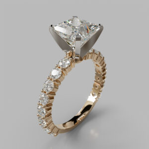 Princess Cut Pave Lab Grown Diamond Engagement Ring - Rose Gold