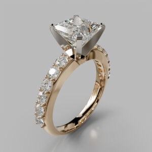 Princess Cut Pave Lab Grown Diamond Engagement Ring - Rose Gold
