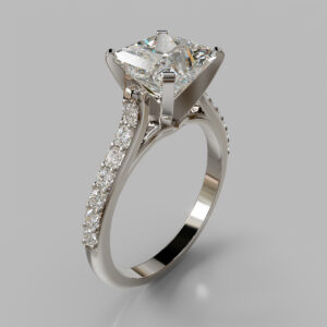 Princess Cut Pave Twist Lab Grown Diamond Engagement Ring
