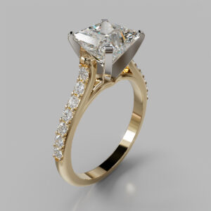 Princess Cut Pave Twist Lab Grown Diamond Engagement Ring