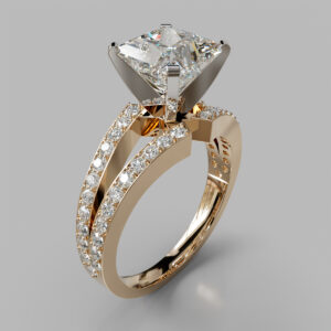 Princess Cut Side Stone Split Shank Lab Grown Diamond Engagement Ring