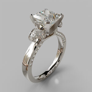 Princess Cut Side Stone Split Shank Lab Grown Diamond Engagement Ring