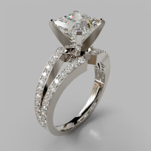 Princess Cut Side Stone Split Shank Lab Grown Diamond Engagement Ring