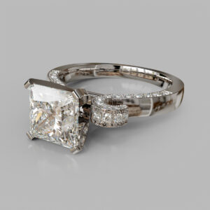 Princess Cut Side Stone Split Shank Lab Grown Diamond Engagement Ring