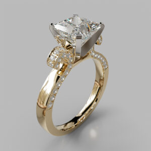 Princess Cut Side Stone Split Shank Lab Grown Diamond Engagement Ring