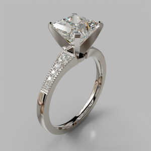 Princess Cut Side Stone Twist Lab Grown Diamond Engagement Ring
