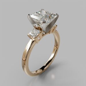 Princess Cut Side Stone Twist Lab Grown Diamond Engagement Ring